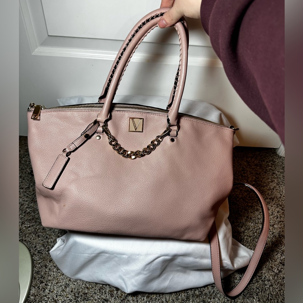 Victoria’s Secret Slouchy Satchel in Pink with Gold Chain Accents